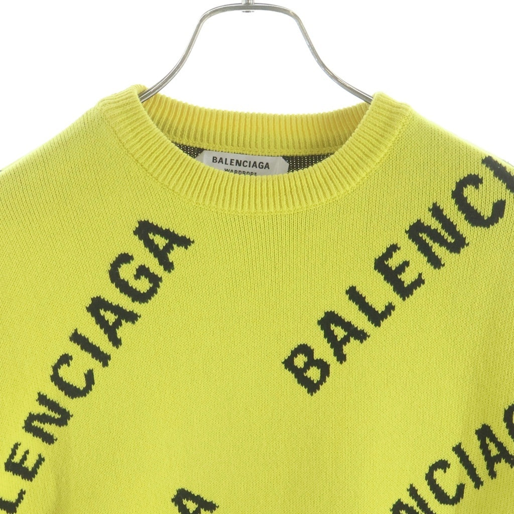 BALENCIAGA(バレンシアガ) 20AW ALLOVER LOGO CREWNECK KNIT クルーネック ニット セーター ロゴ イエロー 623283