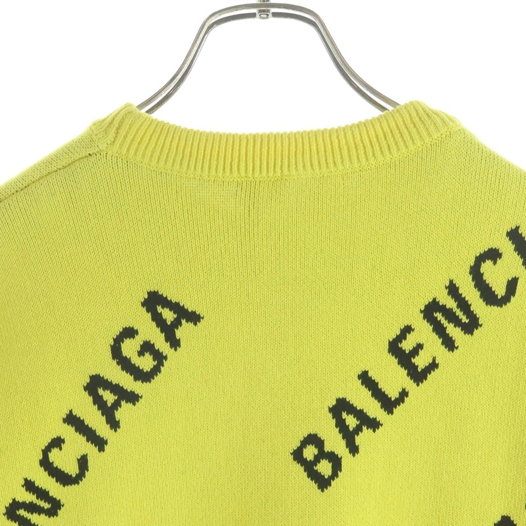 BALENCIAGA(バレンシアガ) 20AW ALLOVER LOGO CREWNECK KNIT クルーネック ニット セーター ロゴ イエロー 623283