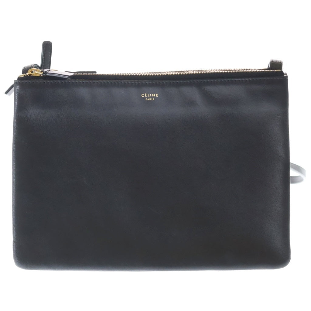 CELINE(セリーヌ) トリオバッグ ショルダーバッグ ミニバッグ ブラック レザー ゴールド金具 レディース