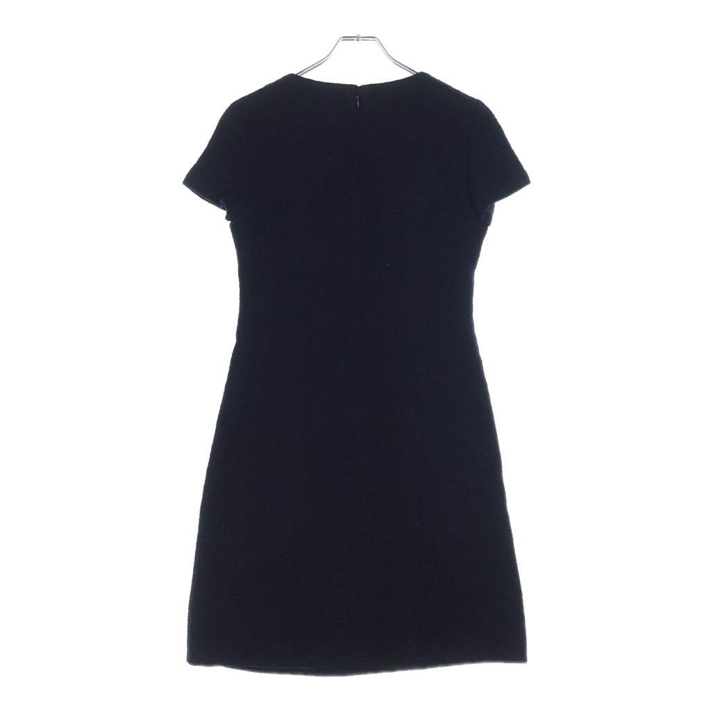 Christian Dior(クリスチャンディオール) ココマーク ウール ナイロン 半袖ワンピース ドレス フランス製 ネイビー P06714V04632 レディース