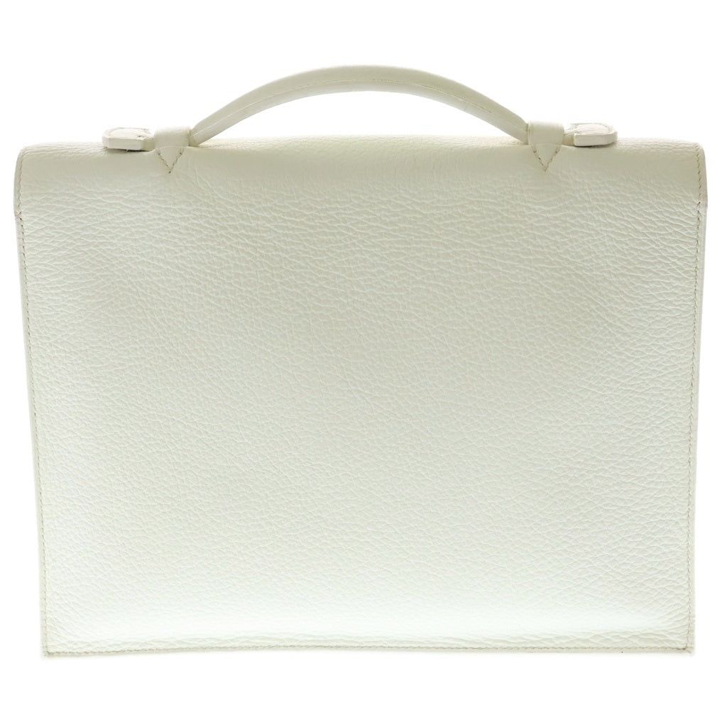 HERMES(エルメス) サックアデペッシュ27 ビジネスバック シルバー金具 トゴ レザー ホワイト □J刻印 レディース
