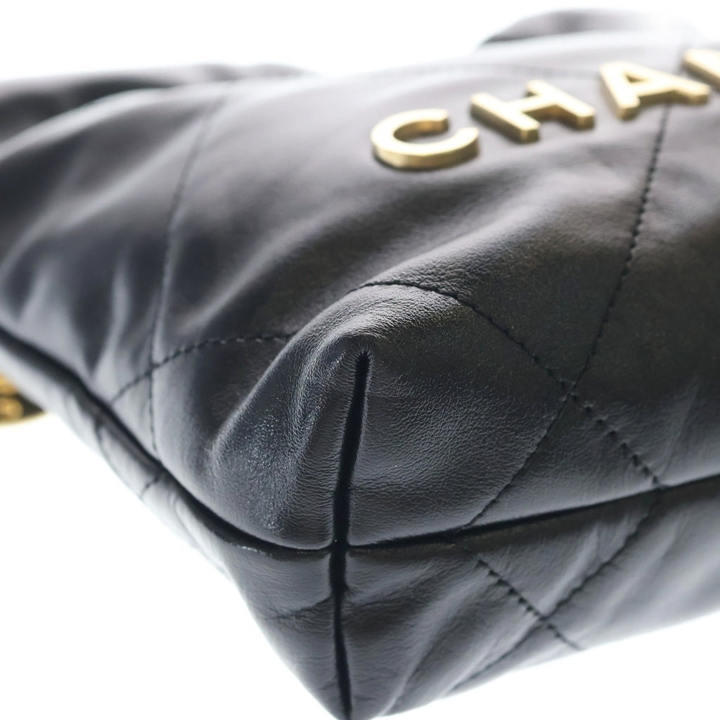 CHANEL(シャネル) シャネル22 ミニ ショルダーバッグ チェーンバッグ ブラック カーフレザー AS3980 ゴールド金具 レディース