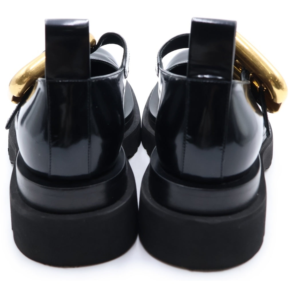 BOTTEGA VENETA(ボッテガヴェネタ) ラグ メリージェーン チャンキーソール レザーダービーシューズ 革靴 ゴールド金具 ブラック レディース