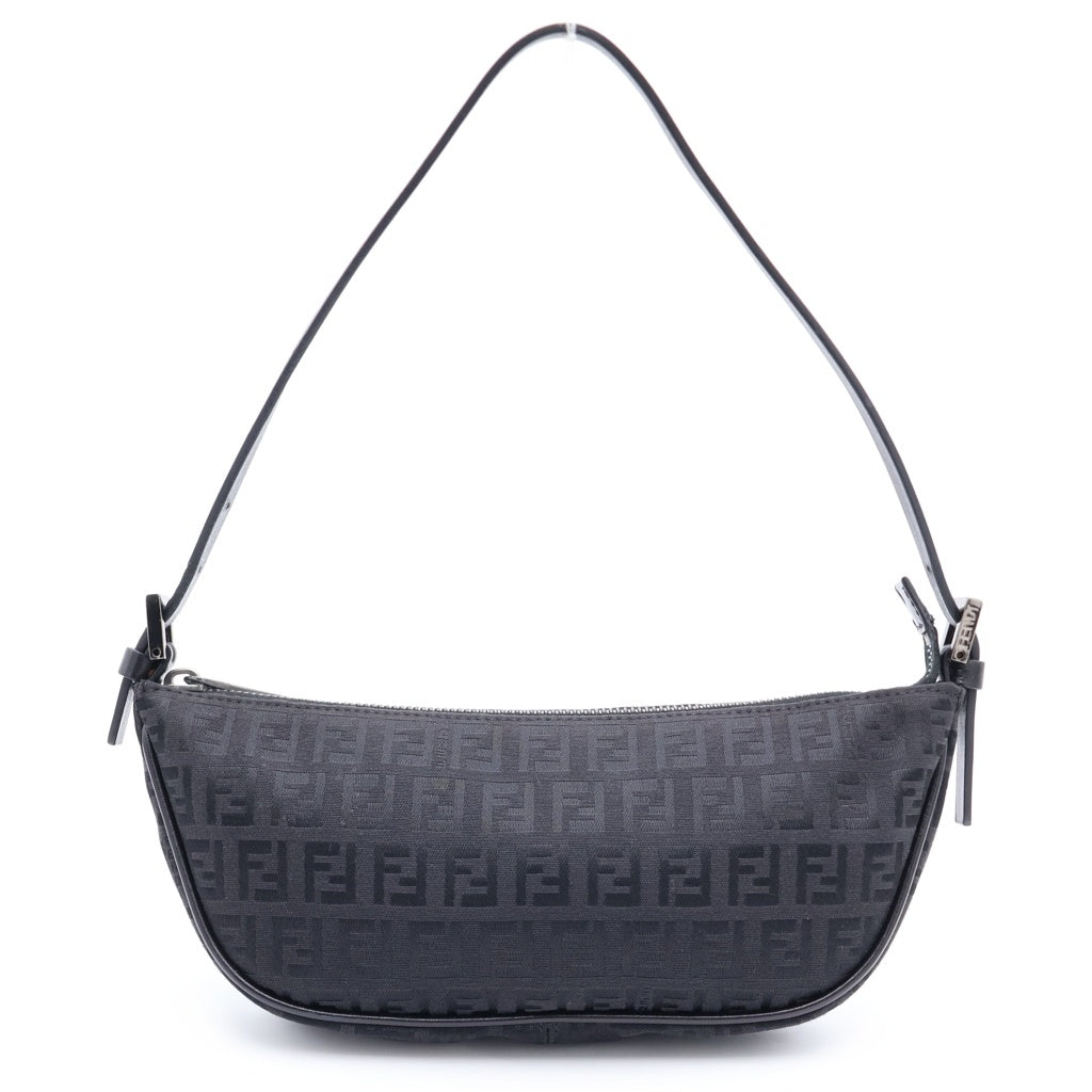 FENDI(フェンディ) ズッカ キャンバス レザー ハンドバッグ ポーチ ブラック 8BR144 レディース