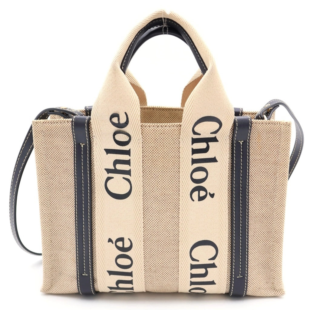 Chloe(クロエ) ウッディ トートバック 2way ショルダーバック キャンバス ベージュ レディース
