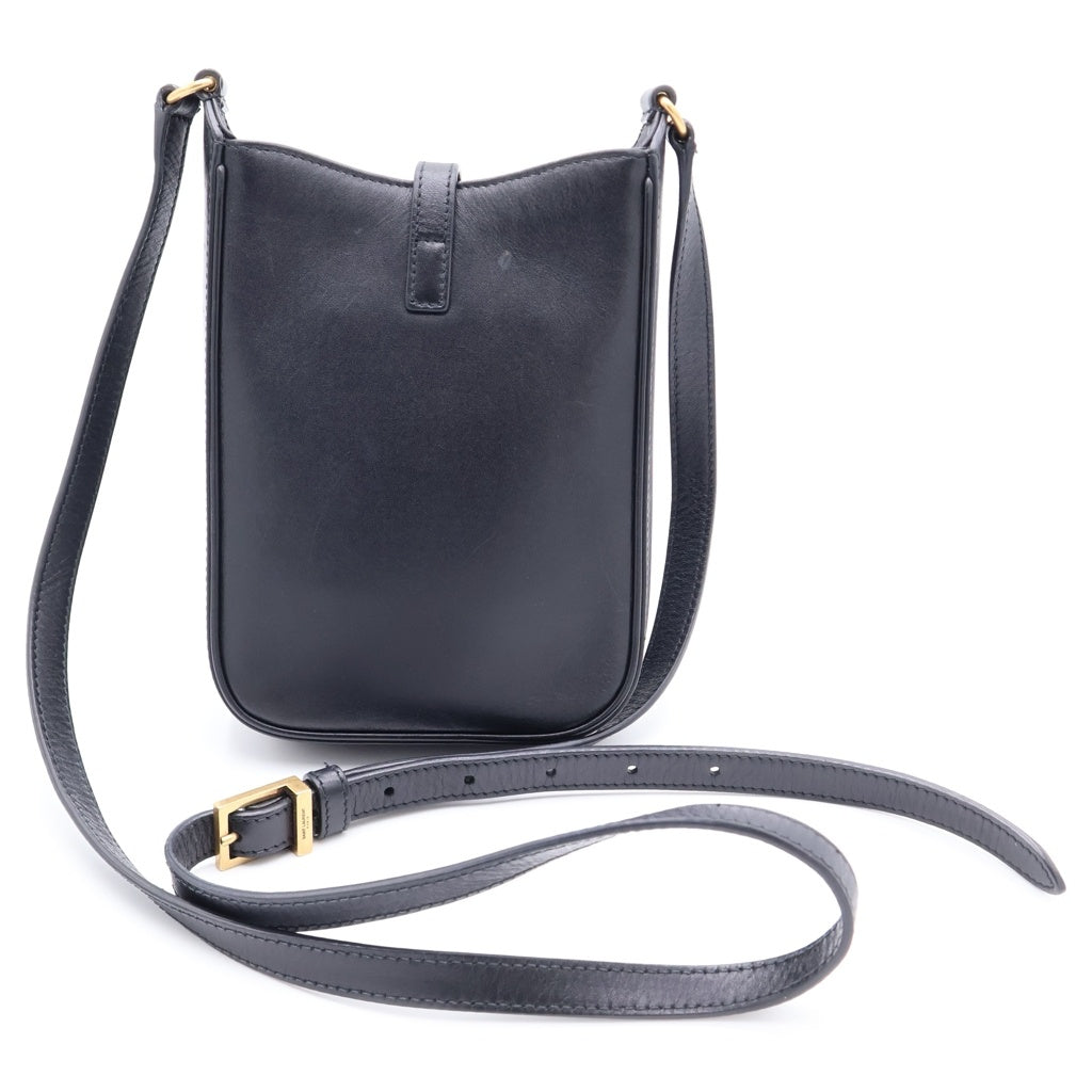 SAINT LAURENT PARIS(サンローランパリ) LE5A7 ミニバーティカル ショルダーバッグ フォンショルダー ブラック レザー ゴールド金具 レディース