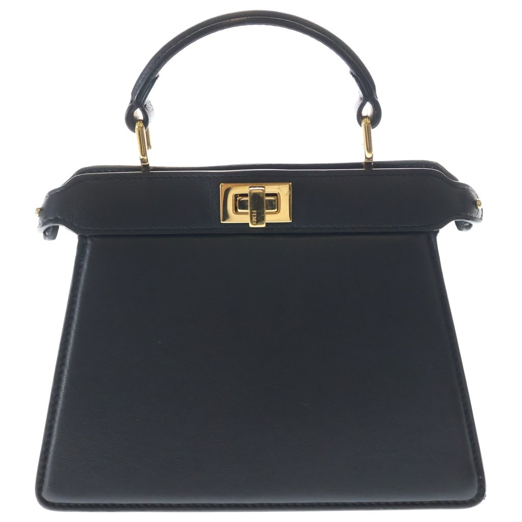 FENDI(フェンディ) ピーカブー アイシーユー プチ カーフレザー ゴールド金具 2WAY ハンドバッグ ショルダーバッグ ブラック 8BN335 レディース