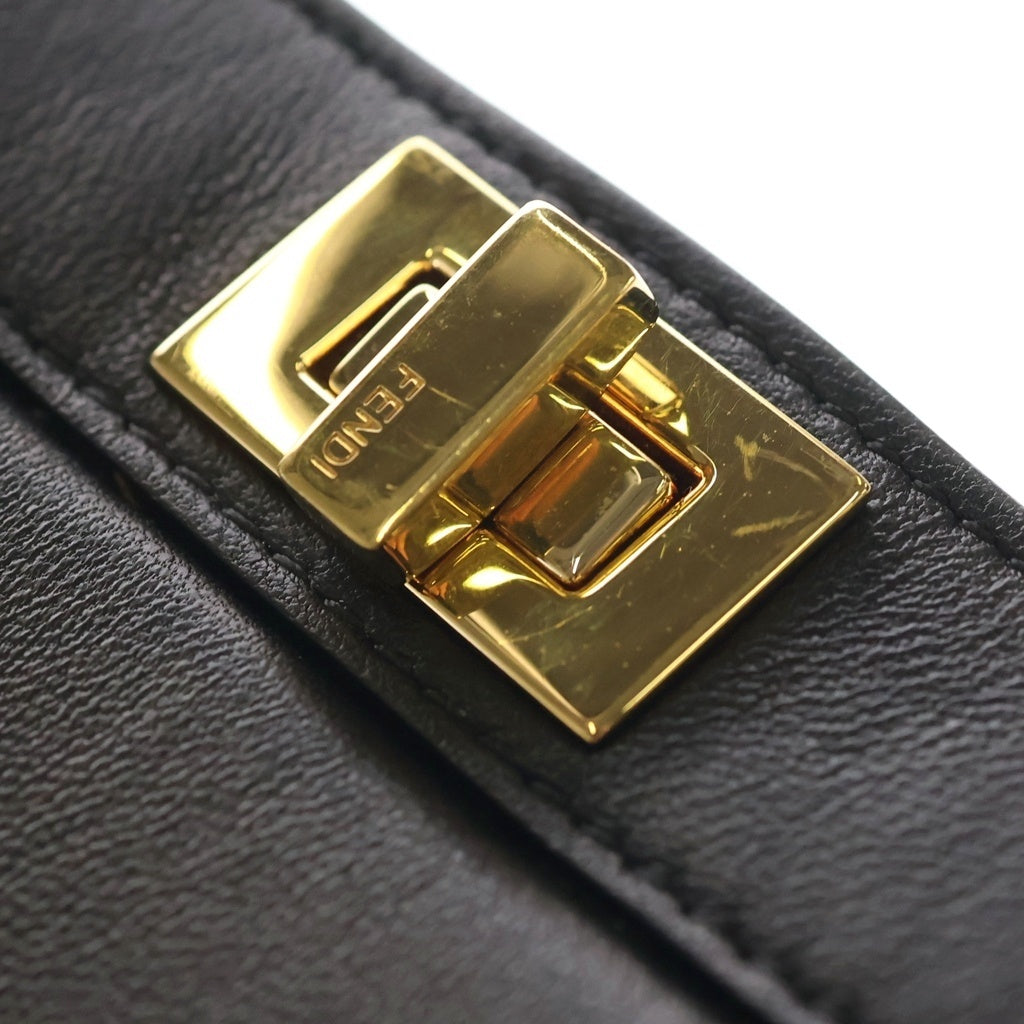 FENDI(フェンディ) ピーカブー アイシーユー プチ カーフレザー ゴールド金具 2WAY ハンドバッグ ショルダーバッグ ブラック 8BN335 レディース