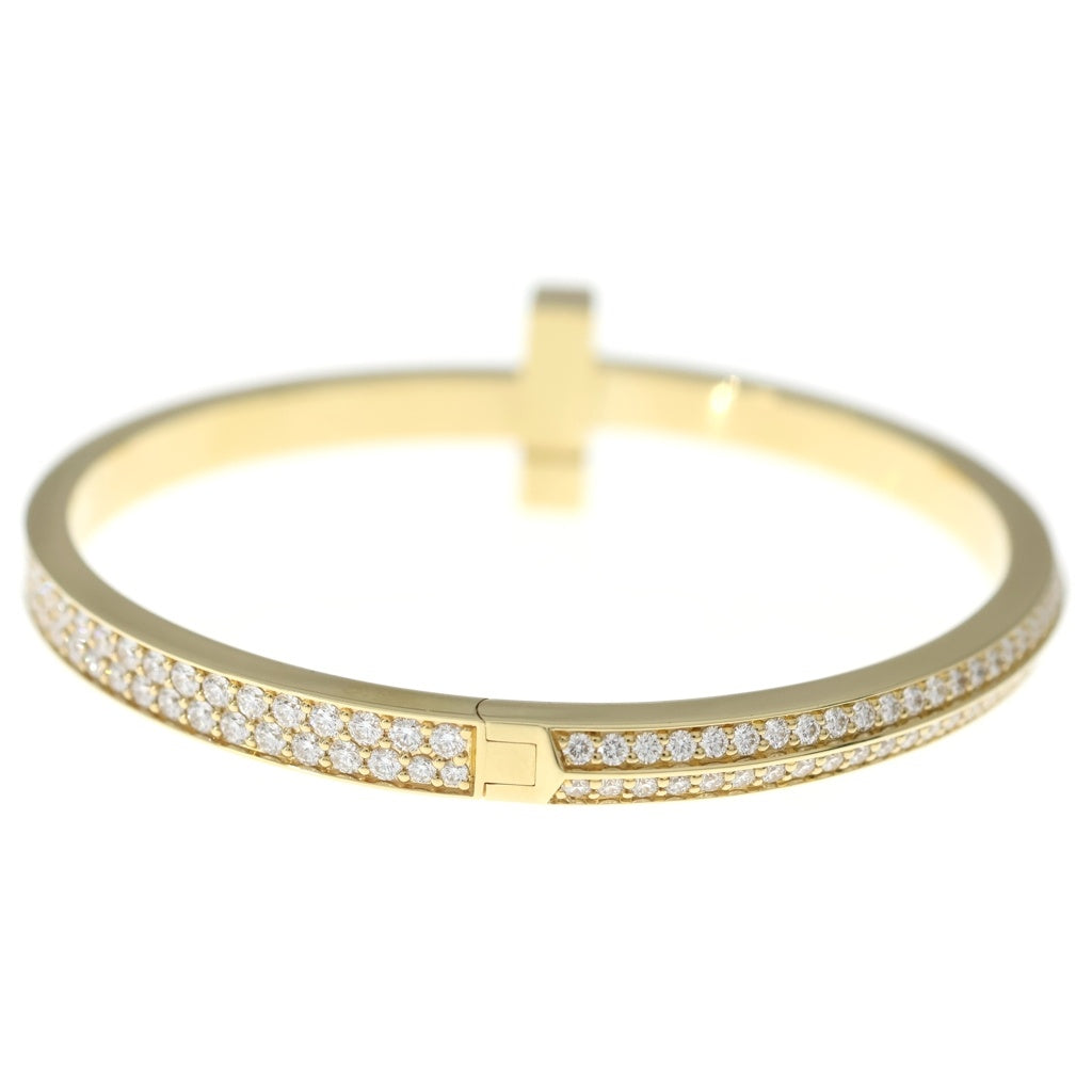 TIFFANY & Co.(ティファニー) Tワン ヒンジ パヴェダイヤ バングル ブレスレット イエローゴールド 750YG レディース