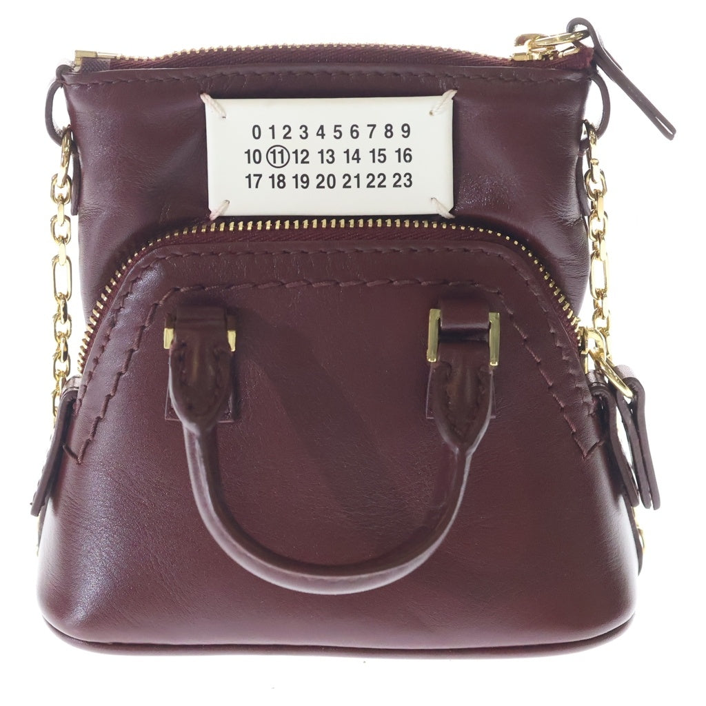 Maison Martin Margiela(メゾンマルタンマルジェラ) 5AC ショルダーバッグ ミニバッグ チェーンバッグ ボルドー レザー SB3WG0025 ゴールド金具 レディース