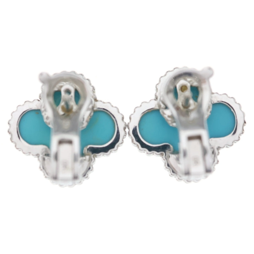 Van Cleef & Arpels(ヴァンクリーフアンドアーペル) アルハンブラ ターコイズ イヤリング ピアス ホワイトゴールド 750WG レディース