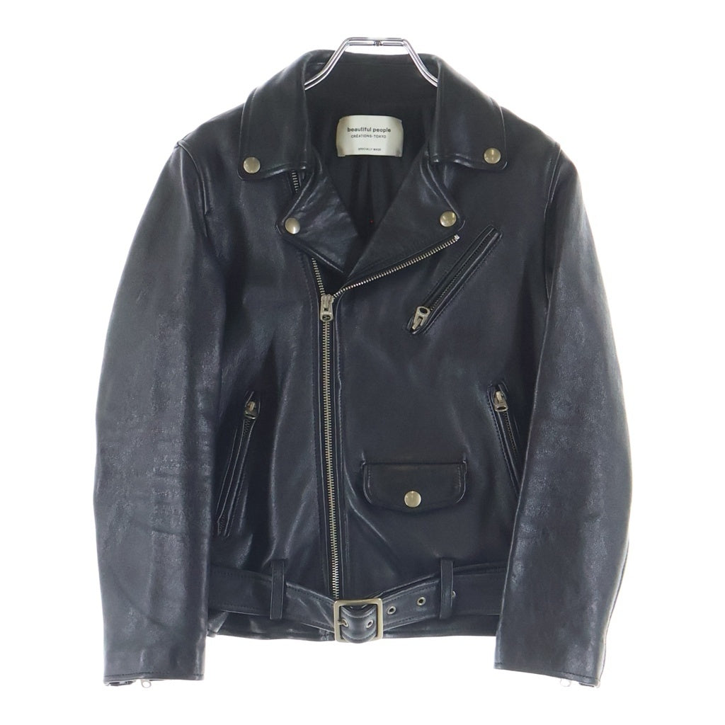 beautiful people(ビューティフルピープル) vintage leather riders jacket ヴィンテージ ラムスキン レザー ライダース ジャケット ブラック 1000402411 レディース