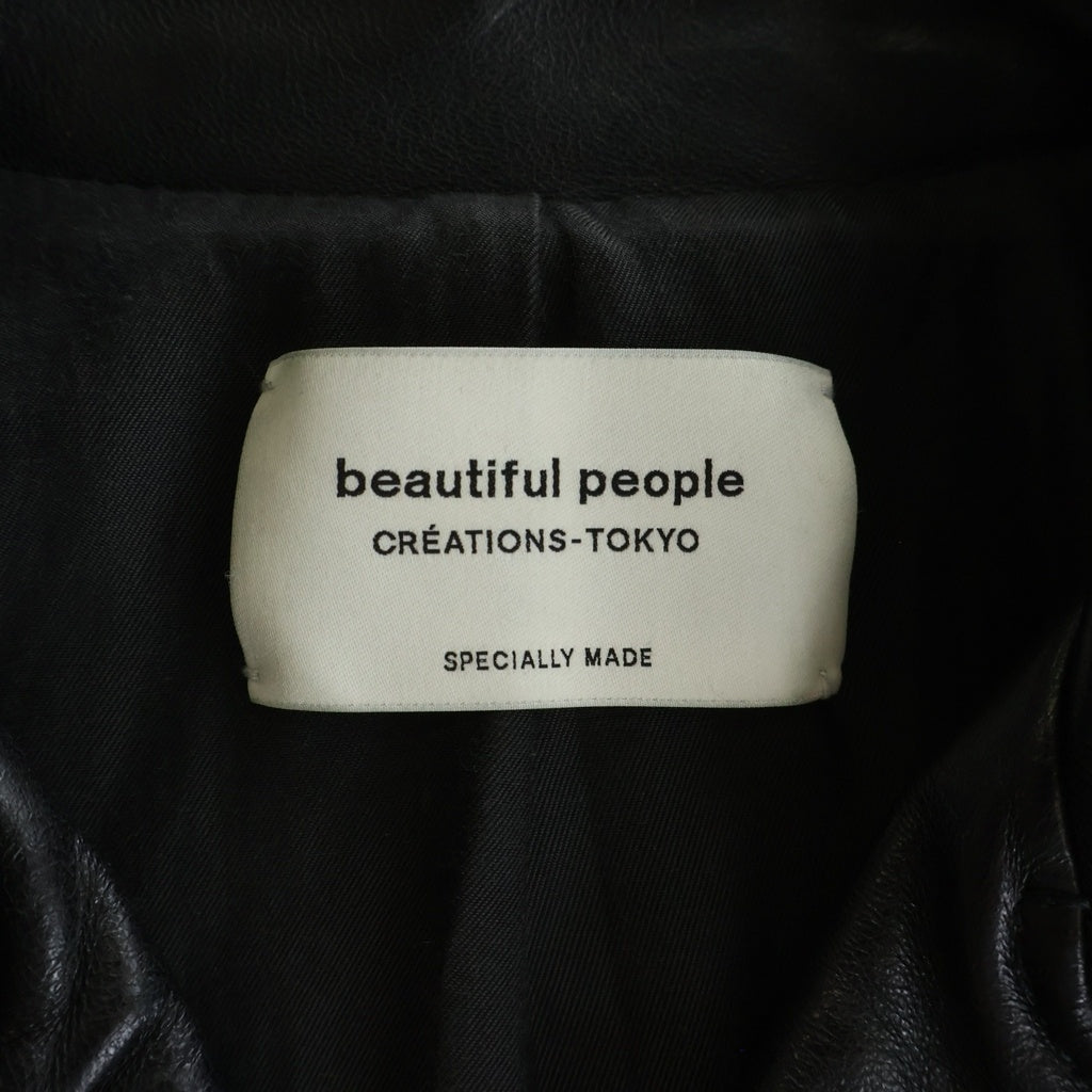 beautiful people(ビューティフルピープル) vintage leather riders jacket ヴィンテージ ラムスキン レザー ライダース ジャケット ブラック 1000402411 レディース