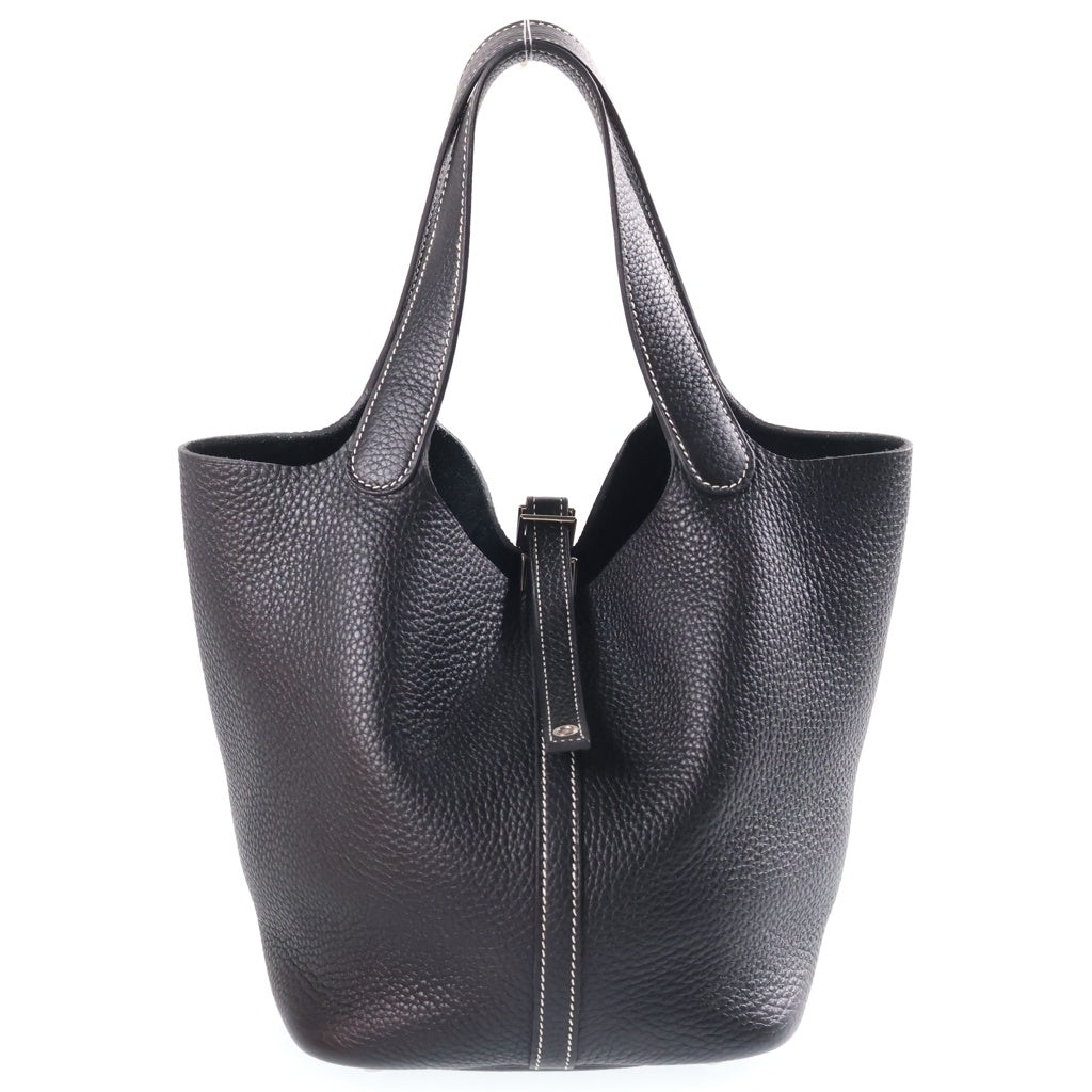 HERMES(エルメス) ピコタンロックMM ノワールトリヨンクレマンス レザー ハンドバッグ シルバー金具 ブラック U刻印 レディース