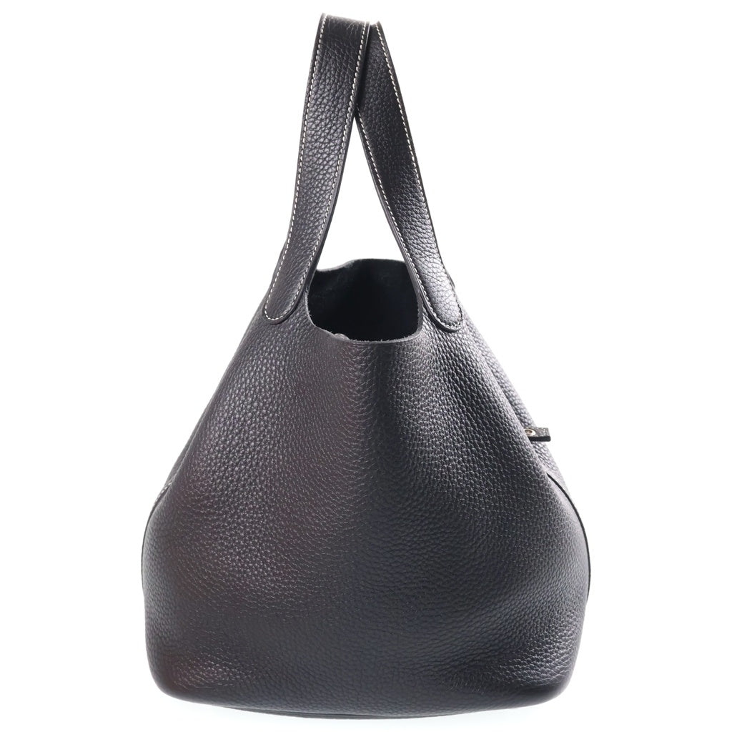 HERMES(エルメス) ピコタンロックMM ノワールトリヨンクレマンス レザー ハンドバッグ シルバー金具 ブラック U刻印 レディース
