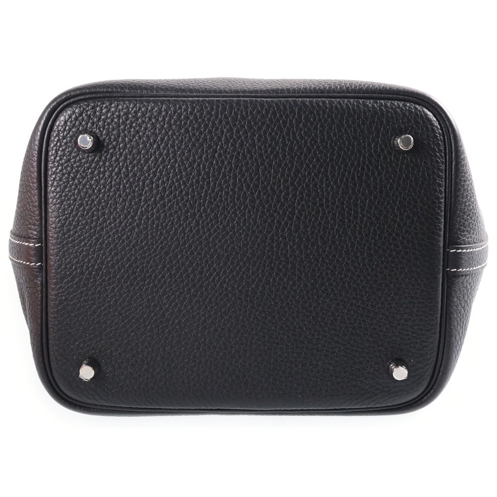 HERMES(エルメス) ピコタンロックMM ノワールトリヨンクレマンス レザー ハンドバッグ シルバー金具 ブラック U刻印 レディース