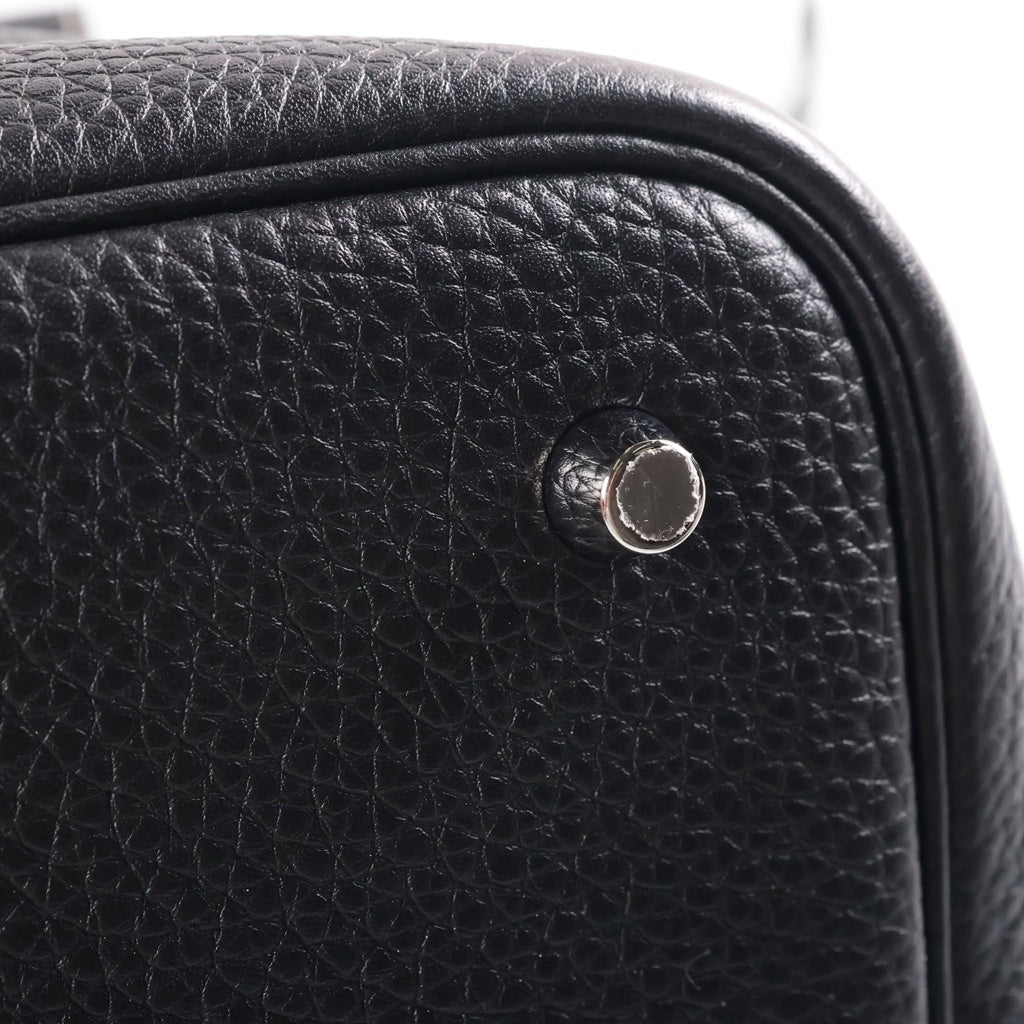 HERMES(エルメス) ピコタンロックMM ノワールトリヨンクレマンス レザー ハンドバッグ シルバー金具 ブラック U刻印 レディース