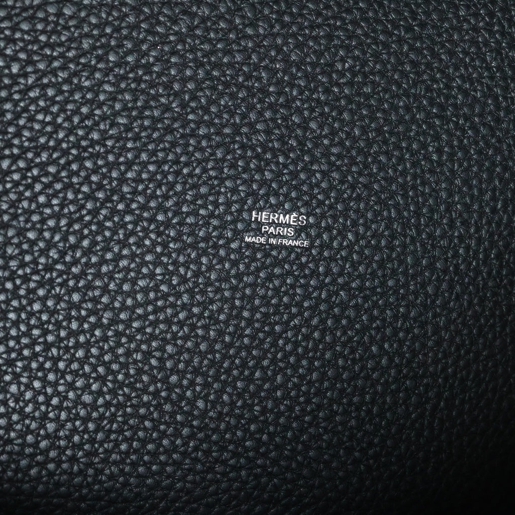 HERMES(エルメス) ピコタンロックMM ノワールトリヨンクレマンス レザー ハンドバッグ シルバー金具 ブラック U刻印 レディース