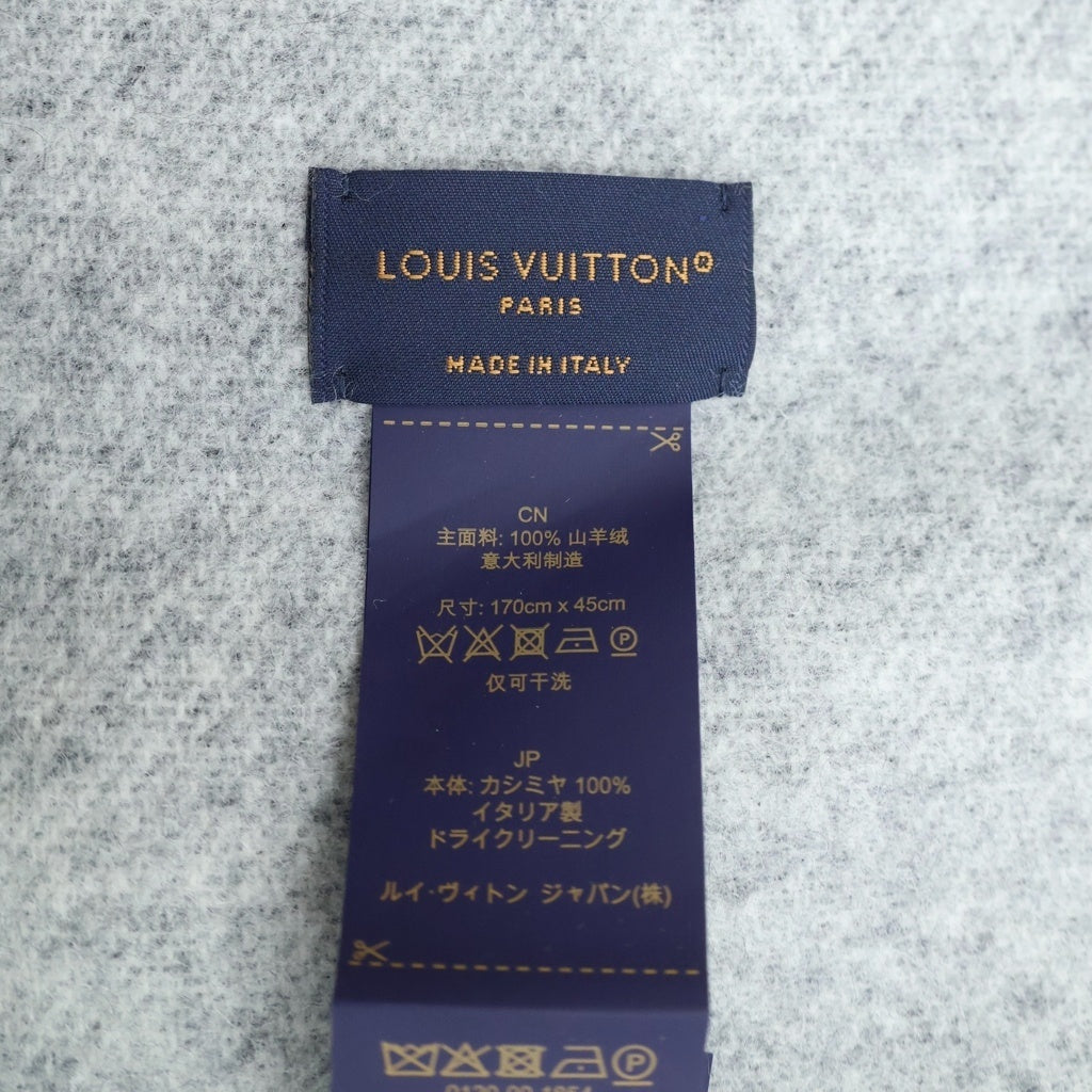 LOUIS VUITTON(ルイヴィトン) モノグラム エシャルプ レイキャビック マフラー ストール ブラック×グレー カシミヤ M76336 レディース