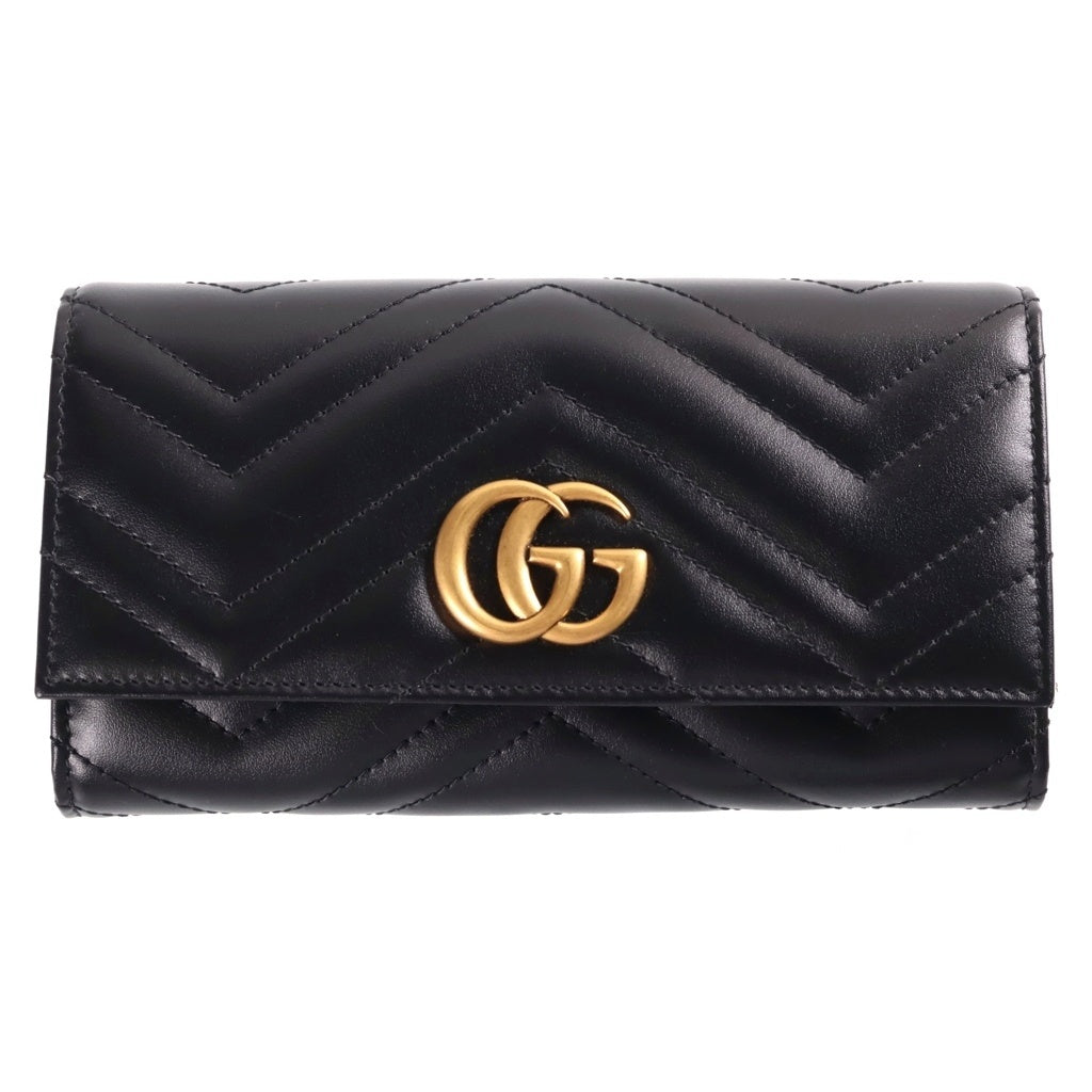 GUCCI(グッチ) GGマーモント 二つ折り長財布 ロングウォレット ブラック レザー 443436 レディース