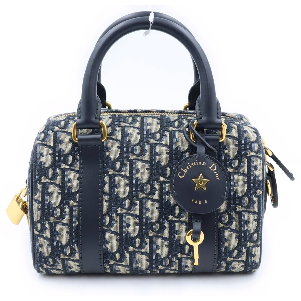 Christian Dior(クリスチャンディオール) グルーヴ20 オブリーク 2WAY ハンドバッグ ボストンバッグ キャンバスxレザー ネイビー M1364UTZQ_M928 レディース