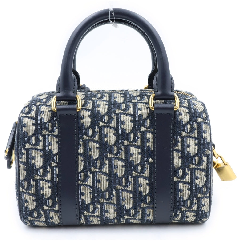 Christian Dior(クリスチャンディオール) グルーヴ20 オブリーク 2WAY ハンドバッグ ボストンバッグ キャンバスxレザー ネイビー M1364UTZQ_M928 レディース