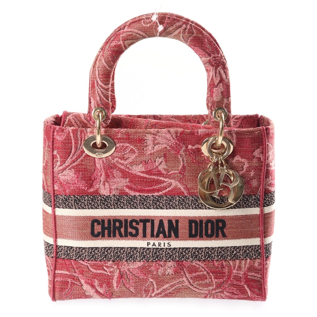 Christian Dior(クリスチャンディオール) レディディオール D-LITE ミディアム 2WAYハンドバッグ ショルダーバッグ ピンク×レッド ゴールド金具 レディース
