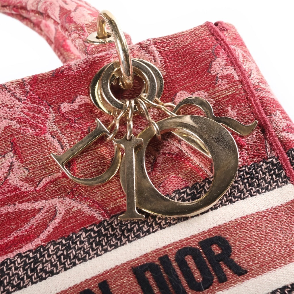 Christian Dior(クリスチャンディオール) レディディオール D-LITE ミディアム 2WAYハンドバッグ ショルダーバッグ ピンク×レッド ゴールド金具 レディース