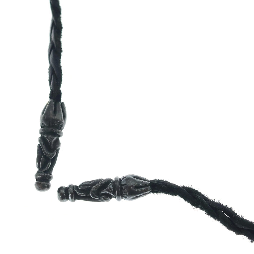 CHROME HEARTS(クロムハーツ) LEATHER BRAID SCROLL ネックレス レザーブレイドネックレス ブラック/シルバー BCA377