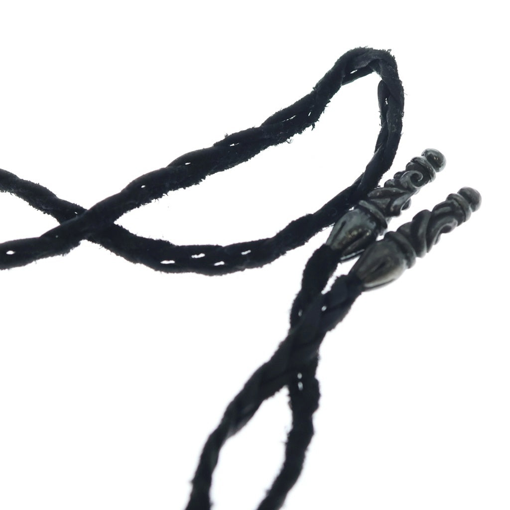CHROME HEARTS(クロムハーツ) LEATHER BRAID SCROLL ネックレス レザーブレイドネックレス ブラック/シルバー BCA377