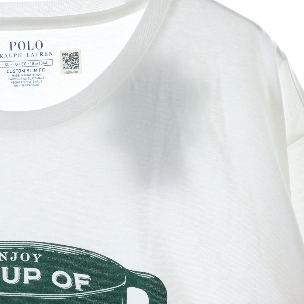 POLO RALPH LAUREN(ポロラルフローレン) COFFEE CUP Tee フロントデザイン コーヒーカップ 長袖Tシャツ カットソー ホワイト