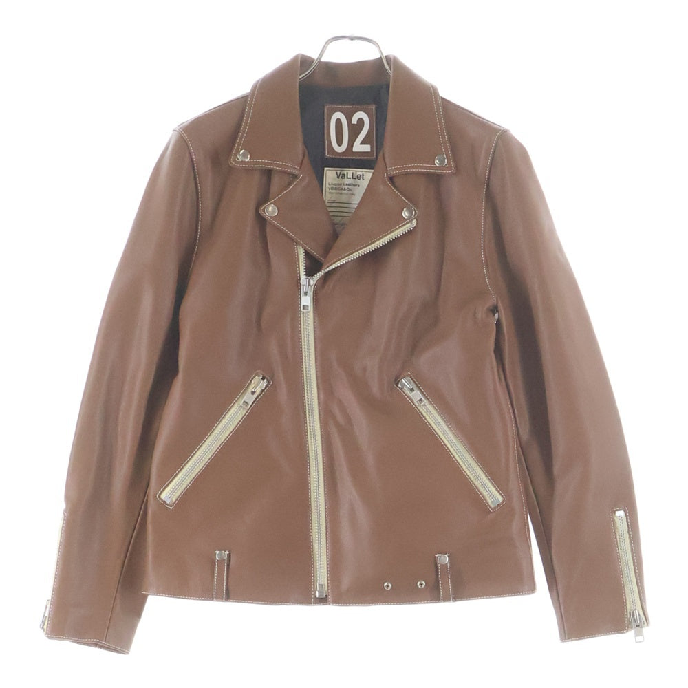 Liugoo Leathers(リューグーレザーズ) VaLLet 02 ダブルライダースジャケット 牛革 ブラウン CW-EN-0001