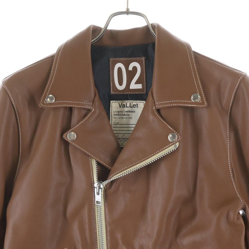 Liugoo Leathers(リューグーレザーズ) VaLLet 02 ダブルライダースジャケット 牛革 ブラウン CW-EN-0001