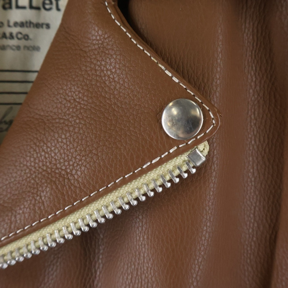 Liugoo Leathers(リューグーレザーズ) VaLLet 02 ダブルライダースジャケット 牛革 ブラウン CW-EN-0001