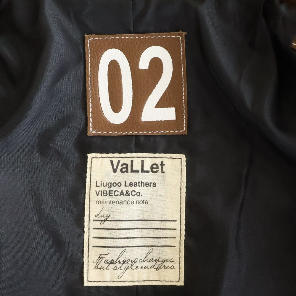 Liugoo Leathers(リューグーレザーズ) VaLLet 02 ダブルライダースジャケット 牛革 ブラウン CW-EN-0001