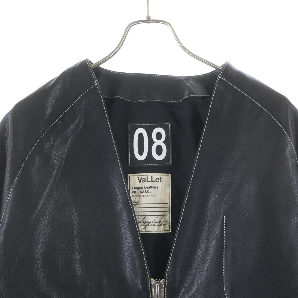 Liugoo Leathers(リューグーレザーズ) VaLLet 08 本革 レザーカーディガン レザージャケット レザーカーディガン ブラック