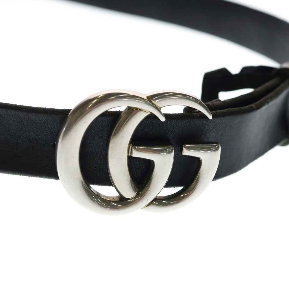 GUCCI(グッチ) GGマーモント レザーベルト ブラック 414516 シルバー金具