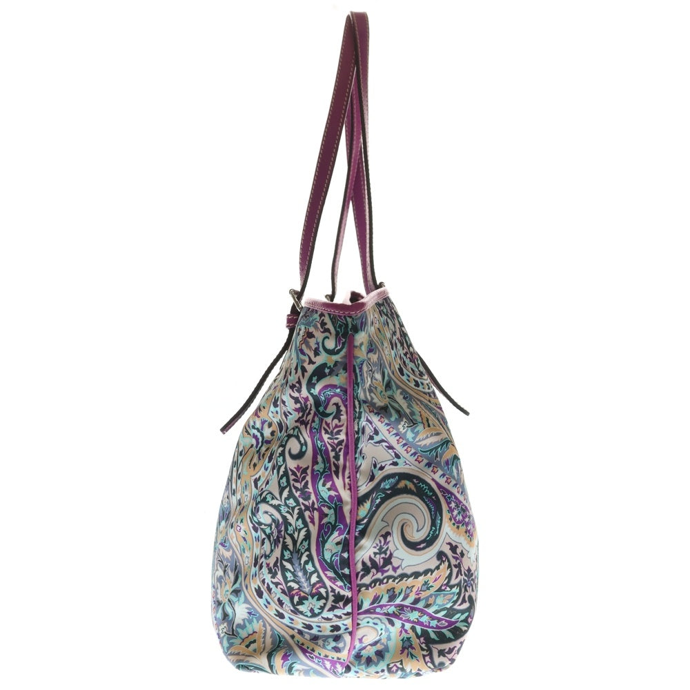 ETRO(エトロ) ペイズリー トートバッグ ショルダーバッグ パープル マルチカラー レザー×ナイロン レディース