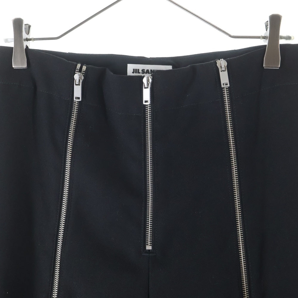 JIL SANDER(ジルサンダー) Front Zip Wide Trousers フロントジップ ワイドフレアトラウザー BLK ブラック ウール