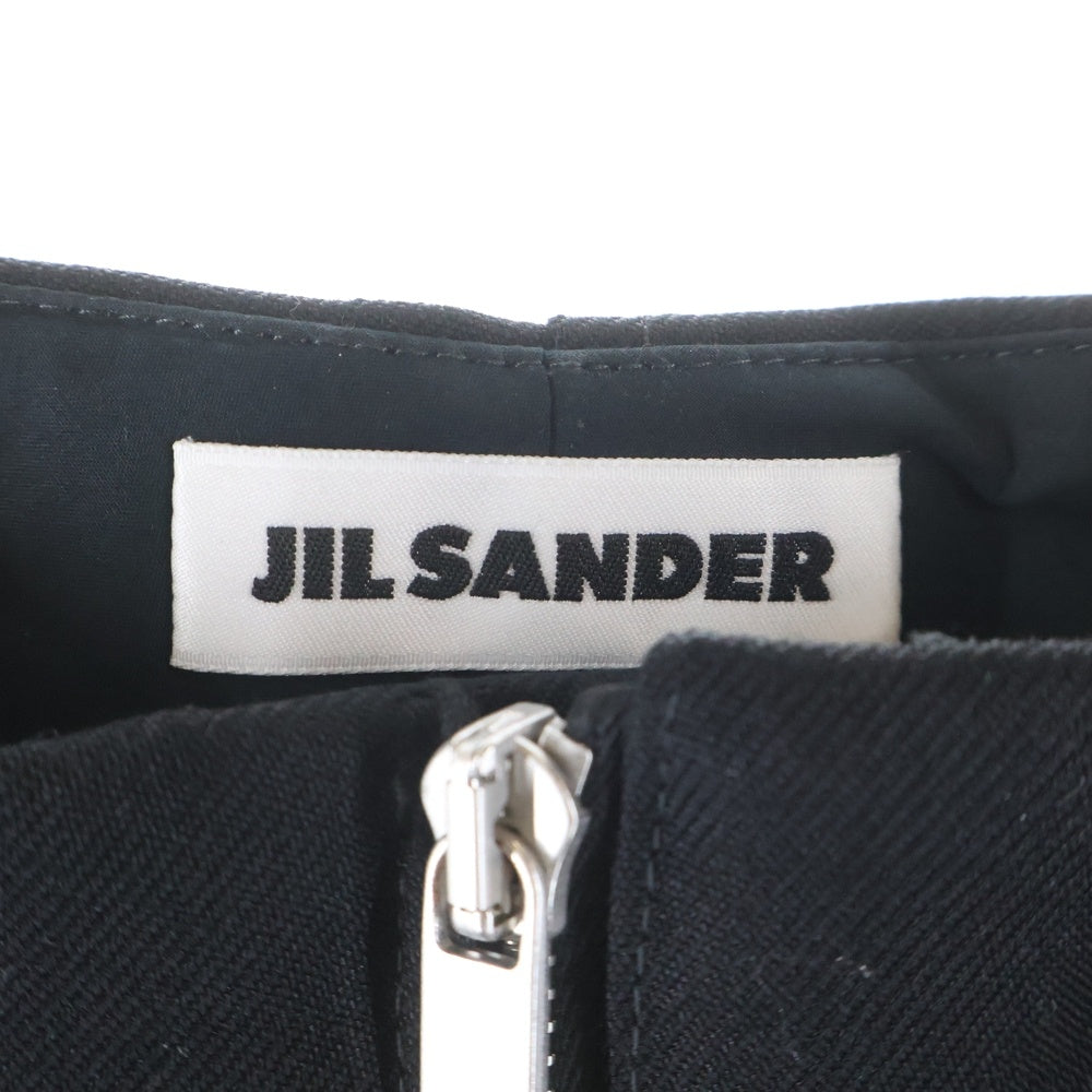 JIL SANDER(ジルサンダー) Front Zip Wide Trousers フロントジップ ワイドフレアトラウザー BLK ブラック ウール