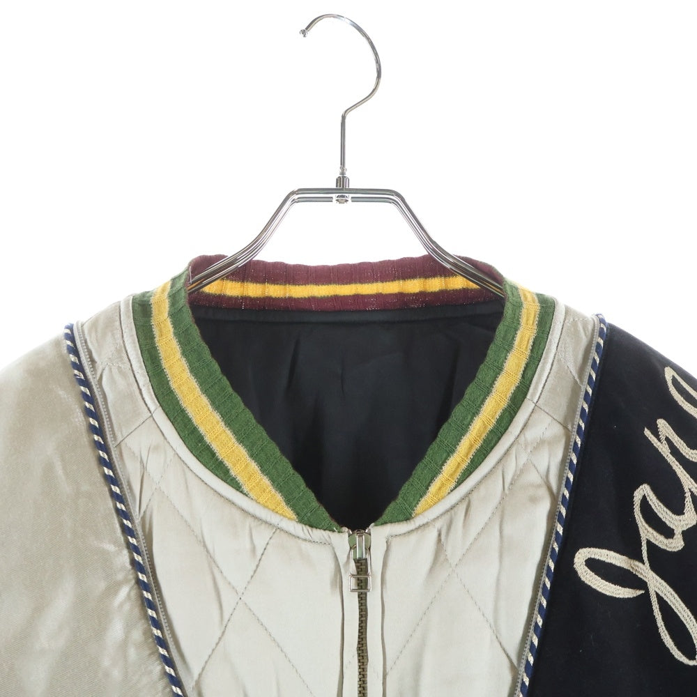 KAPITAL(キャピタル) Rayon Satin Quilting Siamese Bomber JKT Rain Skull K2110LJ063 レーヨンサテンキルティング ボンバージャケット ホワイト/ブラック