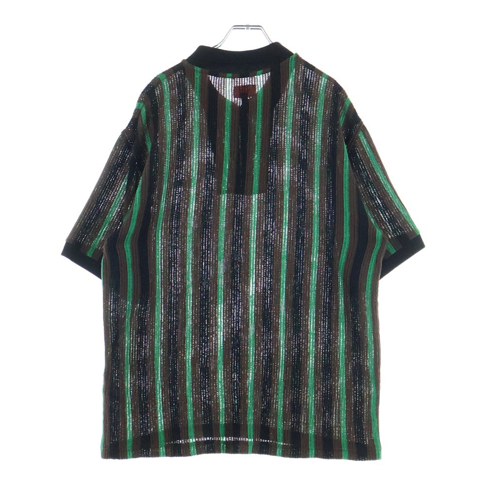 SUPREME(シュプリーム) 22SS Open Knit Stripe Zip Polo オープンニット ストライプ ジップポロ 半袖 グリーン/ブラック