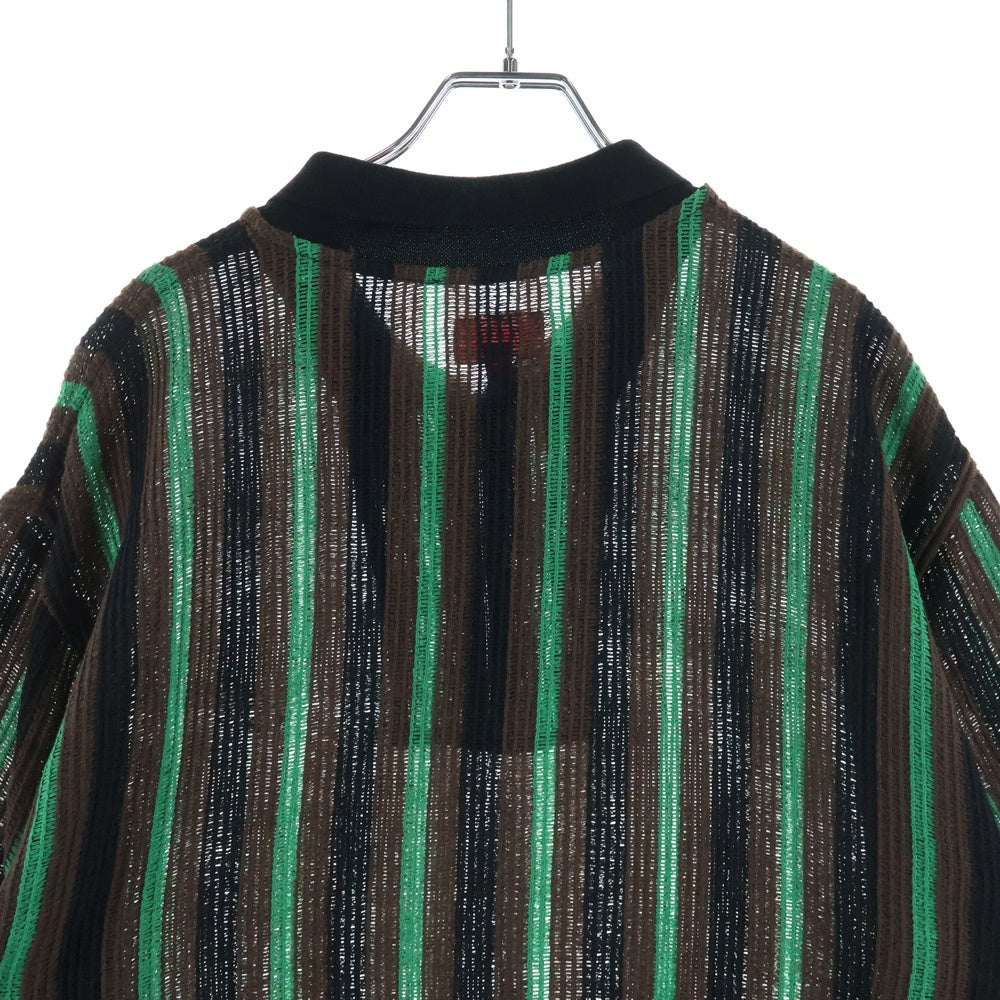 SUPREME(シュプリーム) 22SS Open Knit Stripe Zip Polo オープンニット ストライプ ジップポロ 半袖 グリーン/ブラック