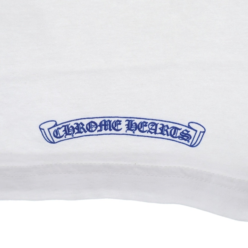 CHROME HEARTS(クロムハーツ) NECK LOGO POCKET L/S TEE WHITE/DGR BLUE ネック ロゴ クルーネック 長袖Tシャツ ホワイト/ブルー