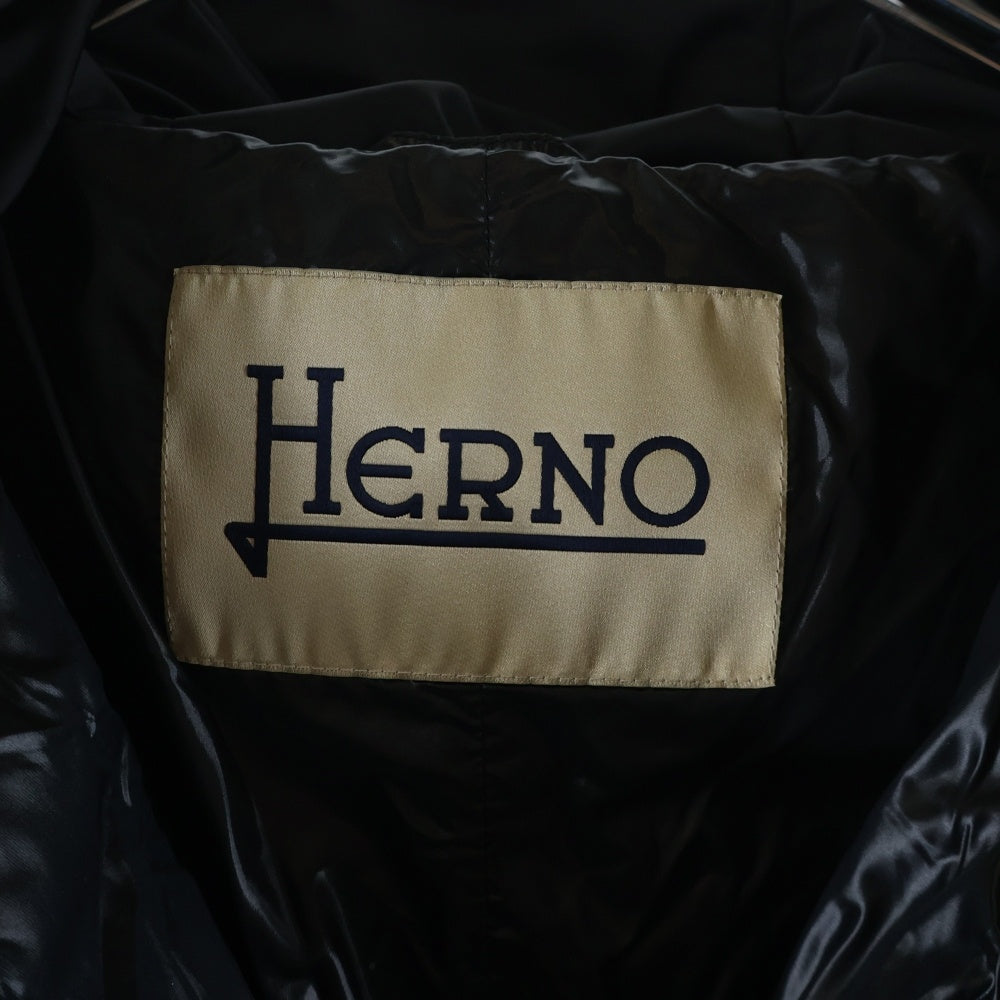 HERNO(ヘルノ) A-Shap Jacket In Satin PI1304D-12170Z-9300 エーシェイプ Aライン サテンコート ダウン ブラック レディース