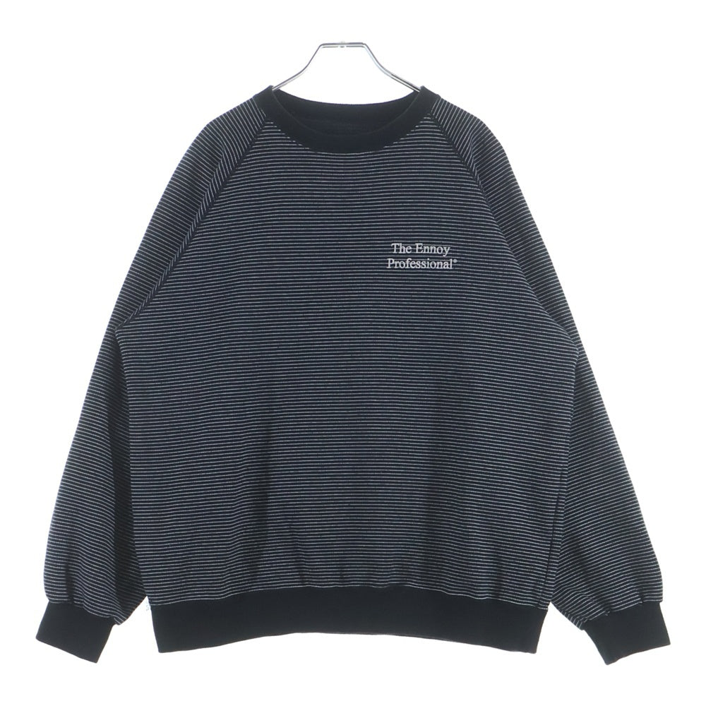 The Ennoy Professional(エンノイプロフェッショナル) 24AW BORDER CREW AW24BRENCT01NTL ボーダー クルーネック スウェットシャツ トレーナー ブラック/ホワイト