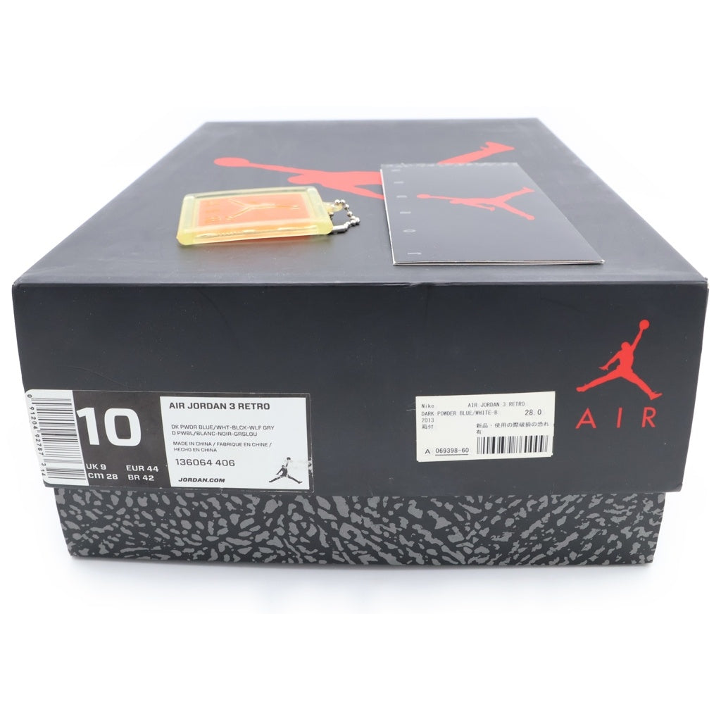 NIKE(ナイキ) 【観賞用 2013年製】AIR JORDAN 3 RETRO POWDER BLUE 136064-406 エアジョーダン3 レトロ パウダーブルー ハイカットスニーカー US10/28cm ブルー