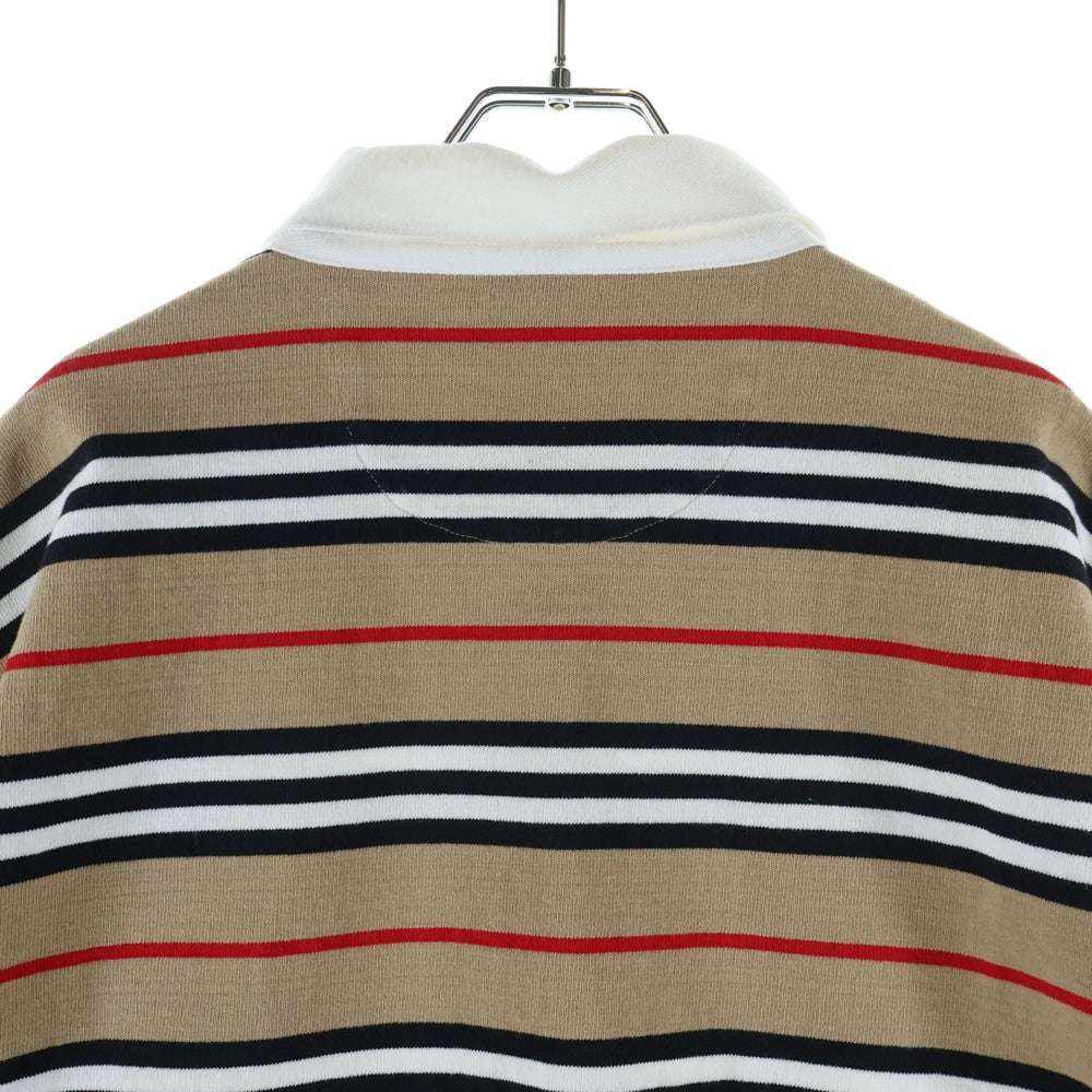 SUPREME(シュプリーム) 22SS ×Burberry Rugby ラグビー ストライプ ロゴ刺繍 長袖 ポロシャツ ベージュ