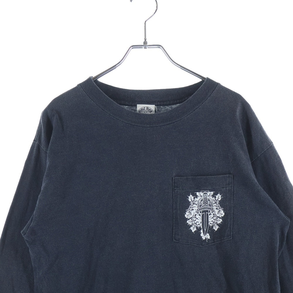CHROME HEARTS(クロムハーツ) フロントダガープリント 袖クロス 長袖Tシャツ ロングスリーブ ブラック