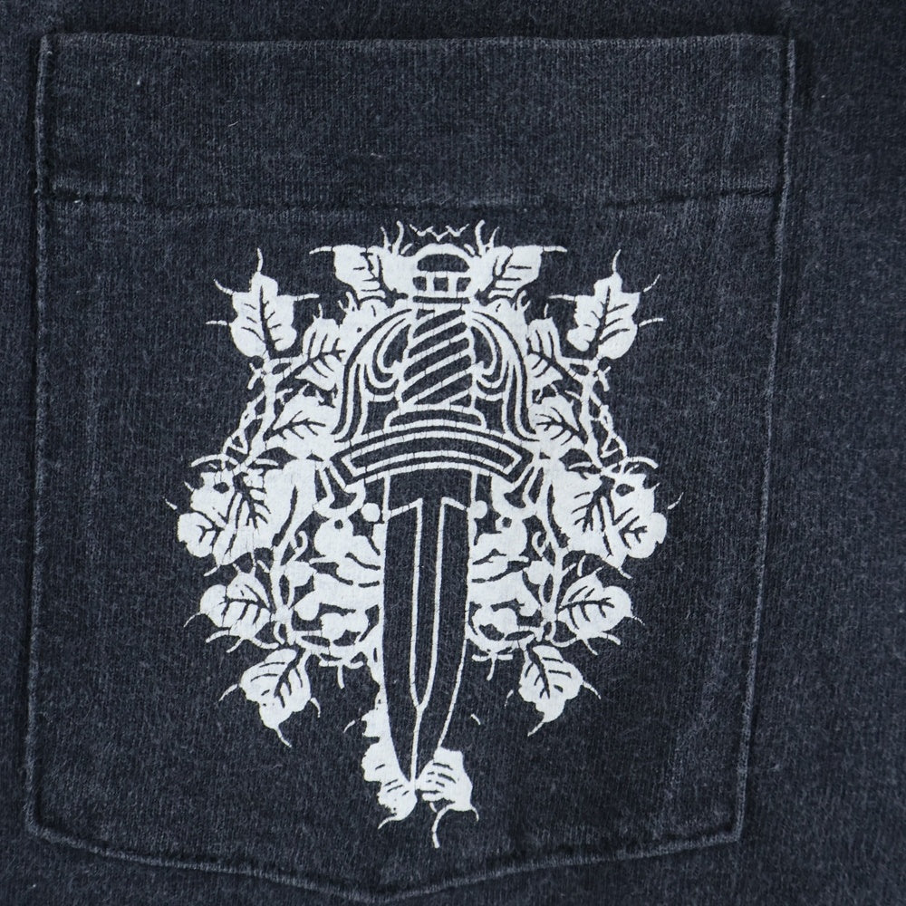 CHROME HEARTS(クロムハーツ) フロントダガープリント 袖クロス 長袖Tシャツ ロングスリーブ ブラック